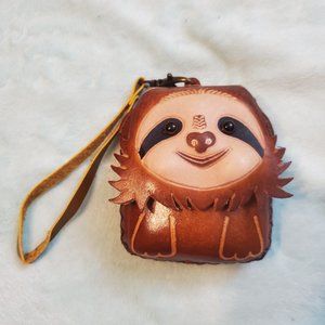 Handmade with Genuine Tanned Cowhide Leather Animal Coin Purse; Sloth